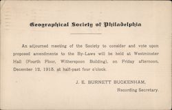 Geographical Society of Philadelphia Postcard