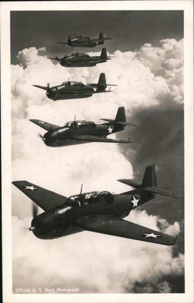 Five Naval Planes Flying in Formation Navy