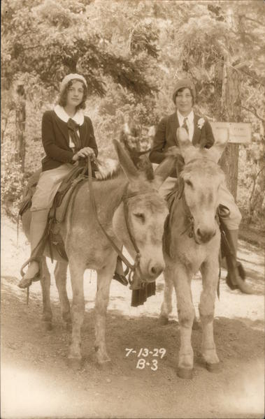 Two Women on Donkeys Manitou Springs Colorado