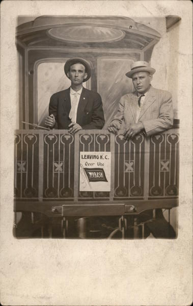 Men posed in front of a train background Studio Photo Kansas City Missouri