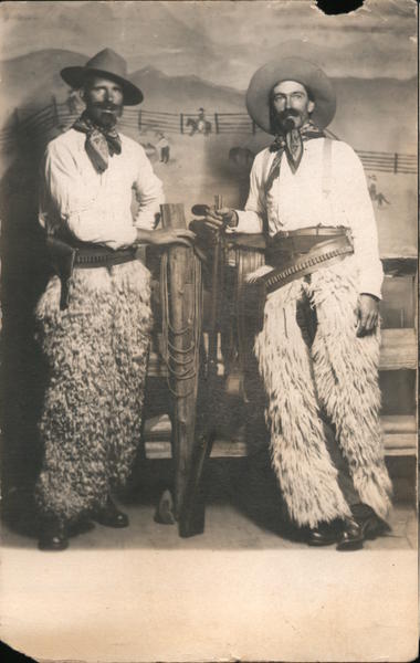 Two Men Dressed as Cowboys Wearing Wooly Chaps Duluth Minnesota