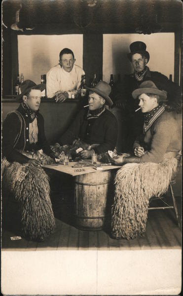 Cowboys with Wooly Chaps at Saloon Studio Photos