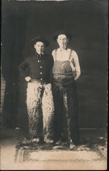 Man Dressed as a Cowboy, with Farmer Friend Wooly Chaps Centerville Washington