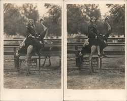 Lot of 2: Sisters Beverly & Frances Dodge Cawston Ostrich Farm Postcard