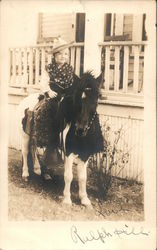 Boy dressed as Cowboy riding on a horse Postcard