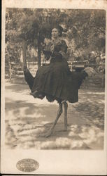 Woman on Ostrich, Cawston Ostrich Farm Postcard