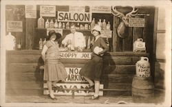 Saloon, Studio Photo, Flapper Women Cowboy Western Postcard Postcard Postcard