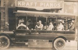 Georgian Sightseeing Bus, 150 Boylston St. Kraft Pianos Postcard