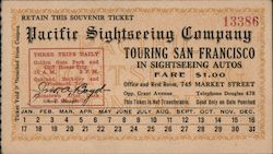 Pacific Sightseeing Company Ticket, unused Ephemera
