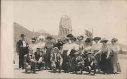 Group at Mexico/Texas border obelisk Postcard