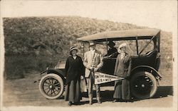 Men and Women with Car On the Boundary of US & Mexico Postcard