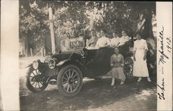 Women with Old Car, 1913 Postcard