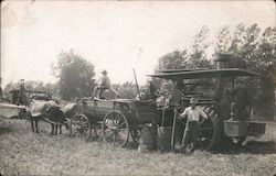 Horse Drawn Farm Machinery, Steam Tractor Postcard
