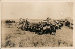Large Horse Team Pulling Harvester, Country Home of Frank Bonwell Postcard