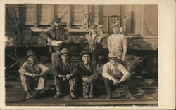 Group of Men In Front Of Rail Car Postcard