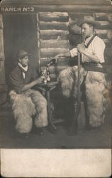 Two Men Dressed as Cowboys in Wooly Chaps Postcard