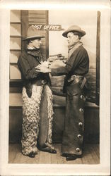 Cowboys Outside the Post Office, Wooly Chaps Postcard