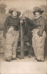 Two Women dressed as Cowboys, Wooly Chaps Postcard