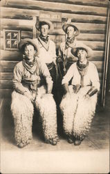 Group of Men Dressed as Cowboys, Wooly Chaps "Arizona Jack's" Studio Photos Postcard Postcard Postcard