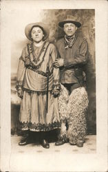 Man and Woman Dressed as Old West, Wooly Chaps Postcard