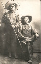 Two Fishermen, Studio Photo Postcard