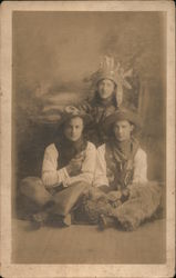 Cowboys, Man dressed as Indian, Wooly Chaps Postcard
