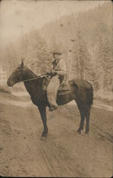 Cowboy on Horseback, Wooly Chaps Postcard