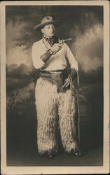 Man Dressed as a Cowboy, Wooly Chaps Postcard