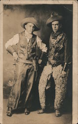 Two Men Dressed as a Cowboy and Sheriff, Wooly Chaps Postcard