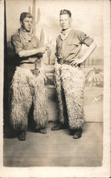 Two Men dressed as Cowboys, Wooly Chaps Postcard