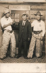Cowboys with Noose around Man, Wooly Chaps Postcard