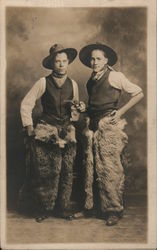 Young Men Dressed As Cowboys, Wooly Chaps, 1917 Studio Photos Postcard Postcard Postcard