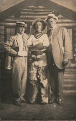 Man Dressed as a Cowboy and Two Men in Suits Postcard