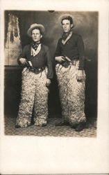 Two Men dressed as Cowboys, Wooly Chaps Studio Photos Postcard Postcard Postcard