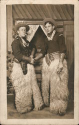 Two Men Dressed as Cowboys, Wooly Chaps Postcard