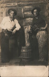Two Men Dressed as Cowboys, Wooly Chaps Postcard
