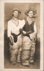 Two Men Dressed as Cowboys Wearing Wooly Chaps Postcard