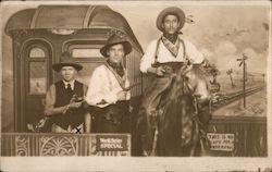 Three Men Dressed as Cowboys World Series Special Train Postcard