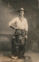 Man Dressed as Cowboy Wearing Wooly Chaps Postcard