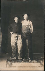 Man Dressed as a Cowboy, with Farmer Friend Wooly Chaps Postcard