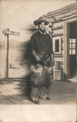 One Young Man Dressed as Cowboy Wearing Wooly Chaps Postcard