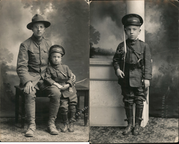 Lot of 2: Soldier With His Son, Studio Photos
