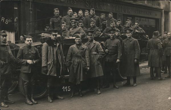 Group of Soldiers by the Car, Hotel Du Pavillion Paris France