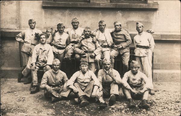 Group of Soldiers in Front of a House World War I