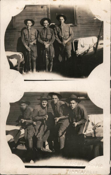Double Photo: 3 Soldiers with Bayonets Minnesota Army