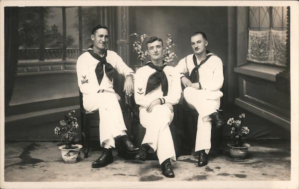 Three US Sailors Siting in Chairs Chinwangtao China