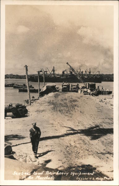 Seabees Land Heavy Equipment in the Marshall Islands