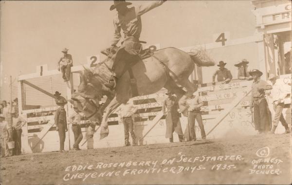 Eddie Rosenberry on Self Starter, Cheyenne Frontier Days 1935 Wyoming