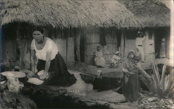 Composite Photo: Woman Making Tortillas Mexico