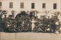 Large Group of Wounded Soldiers, One Nurse in White, WWI? Postcard